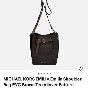MICHAEL KORS Brown Monogram Emilia Shoulder Bag